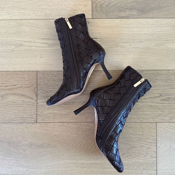 ASOS DESIGN Evita high-heeled square toe woven boots in brown - Picture 7 of 11